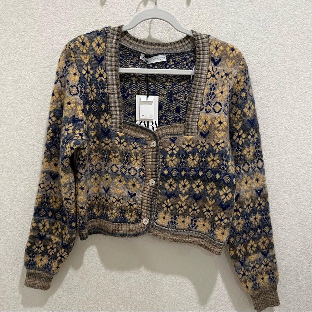Zara knit jacquard jacket